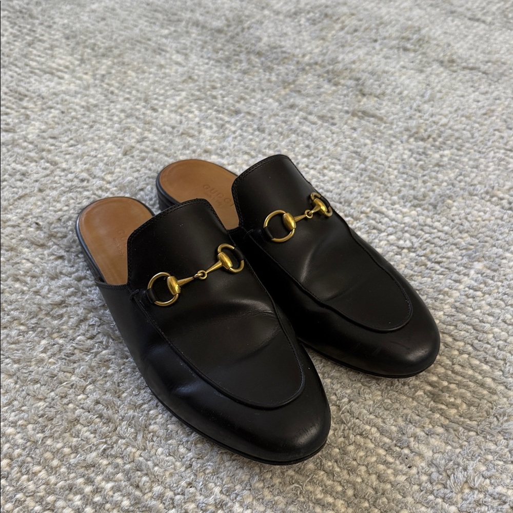 Gucci Princetown Leather Slipper Mules - Black